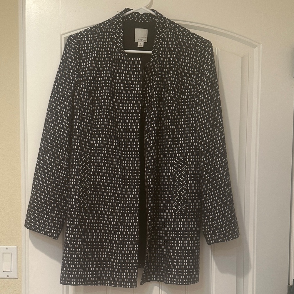 Halogen Black and White Patterned Open-Front Blaz… - image 1